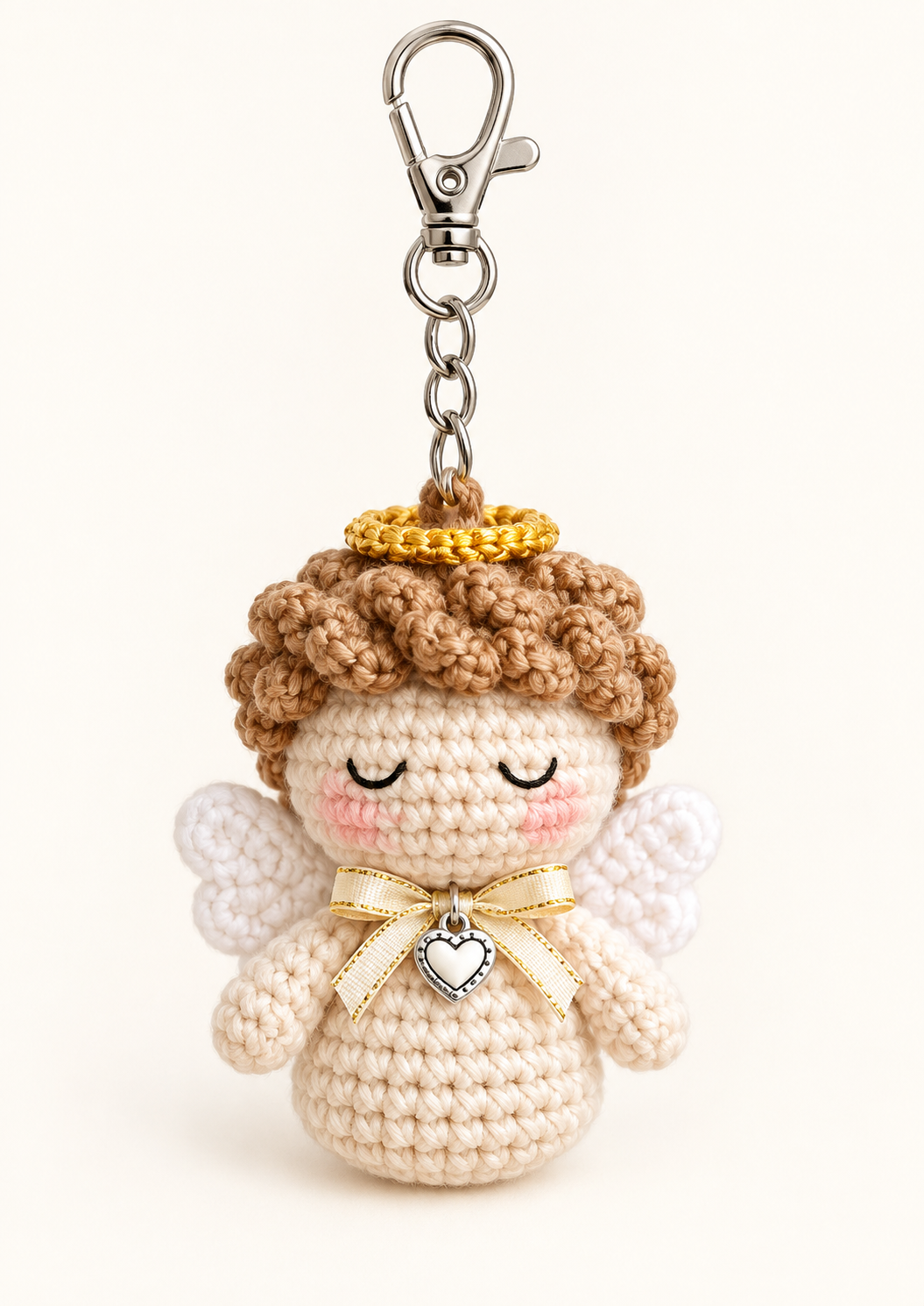Angel keychain crochet pattern - single angel with halo and wings