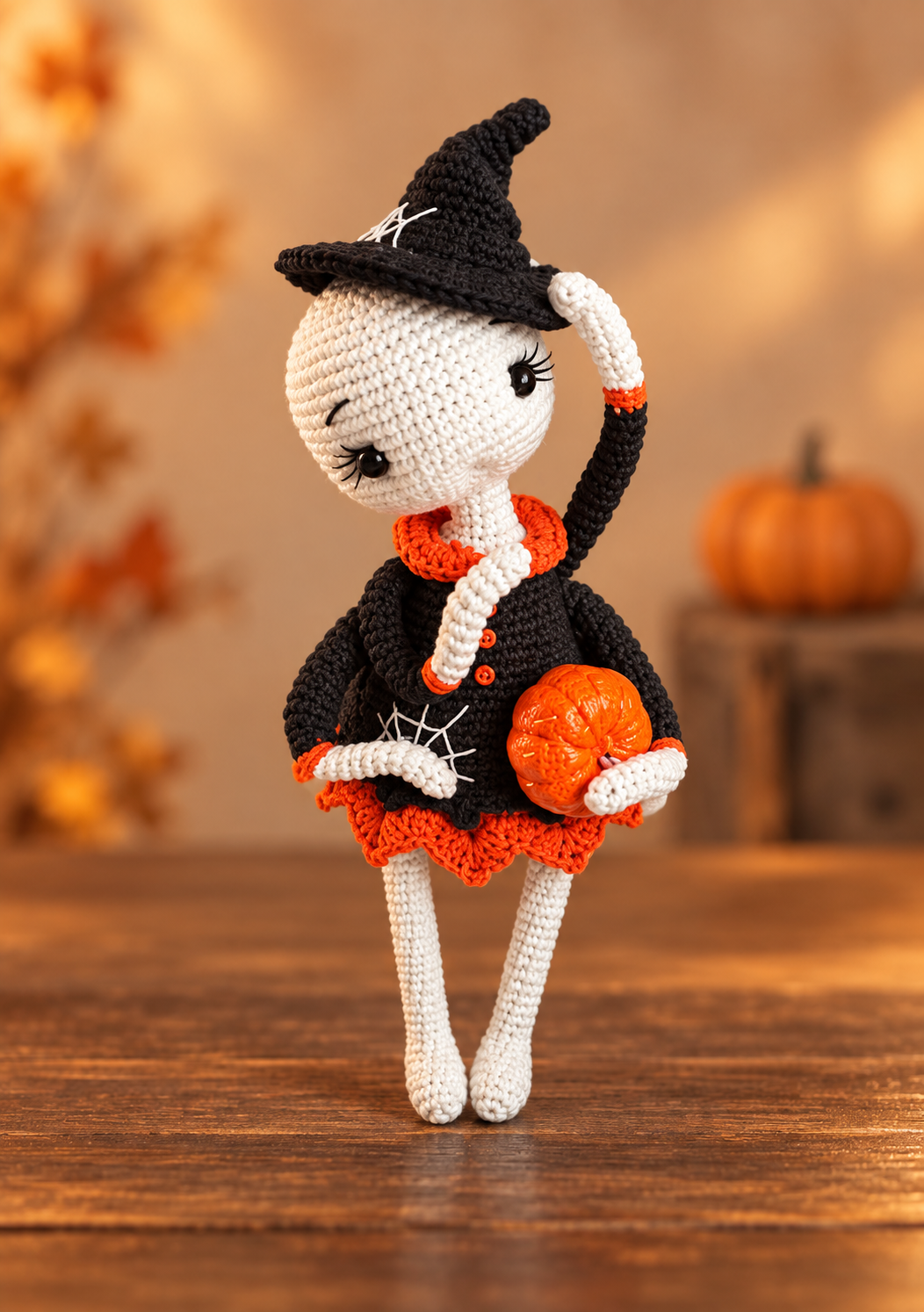 Chloe the Spider Girl crochet pattern - Halloween product scene