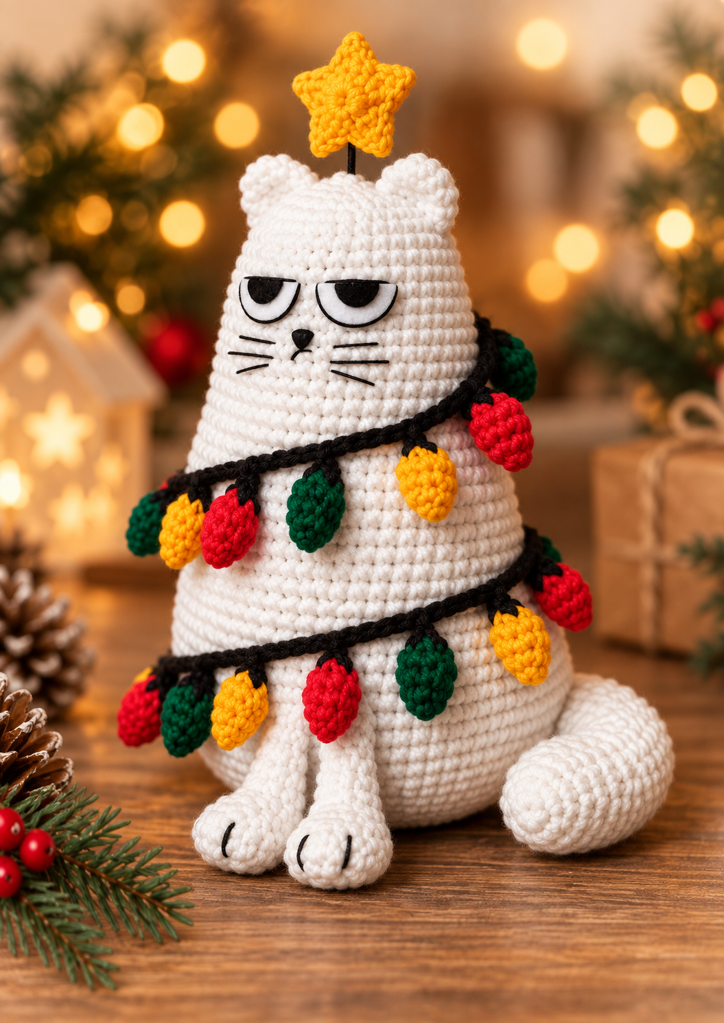 Christmas Cat crochet pattern — left view