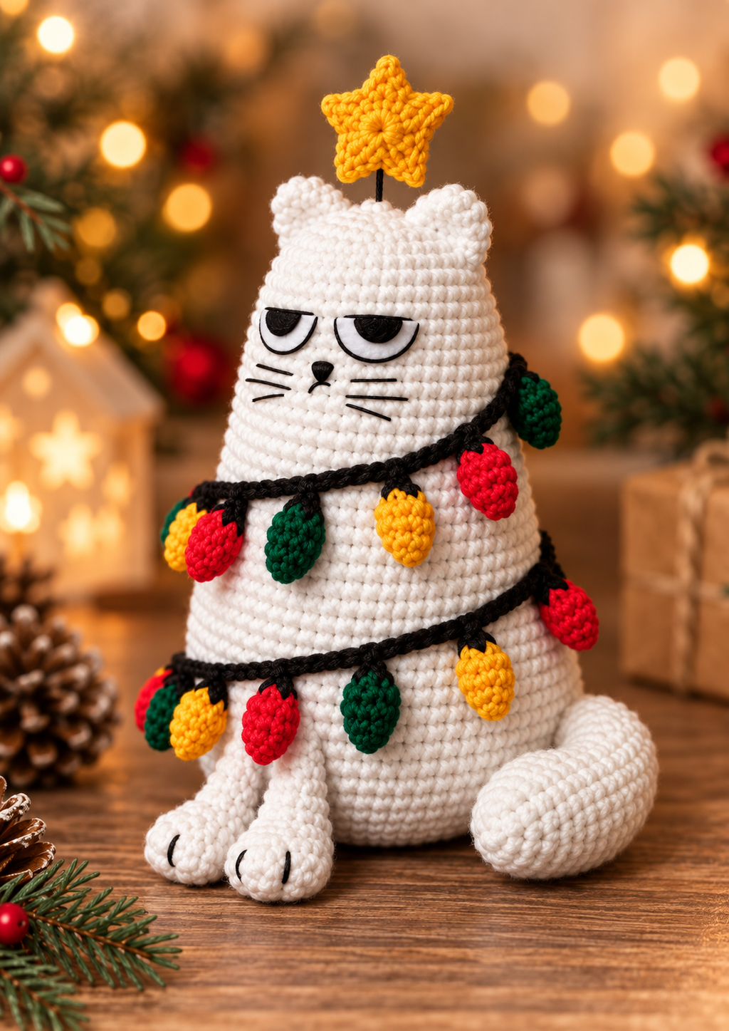 Christmas Cat crochet pattern — right view