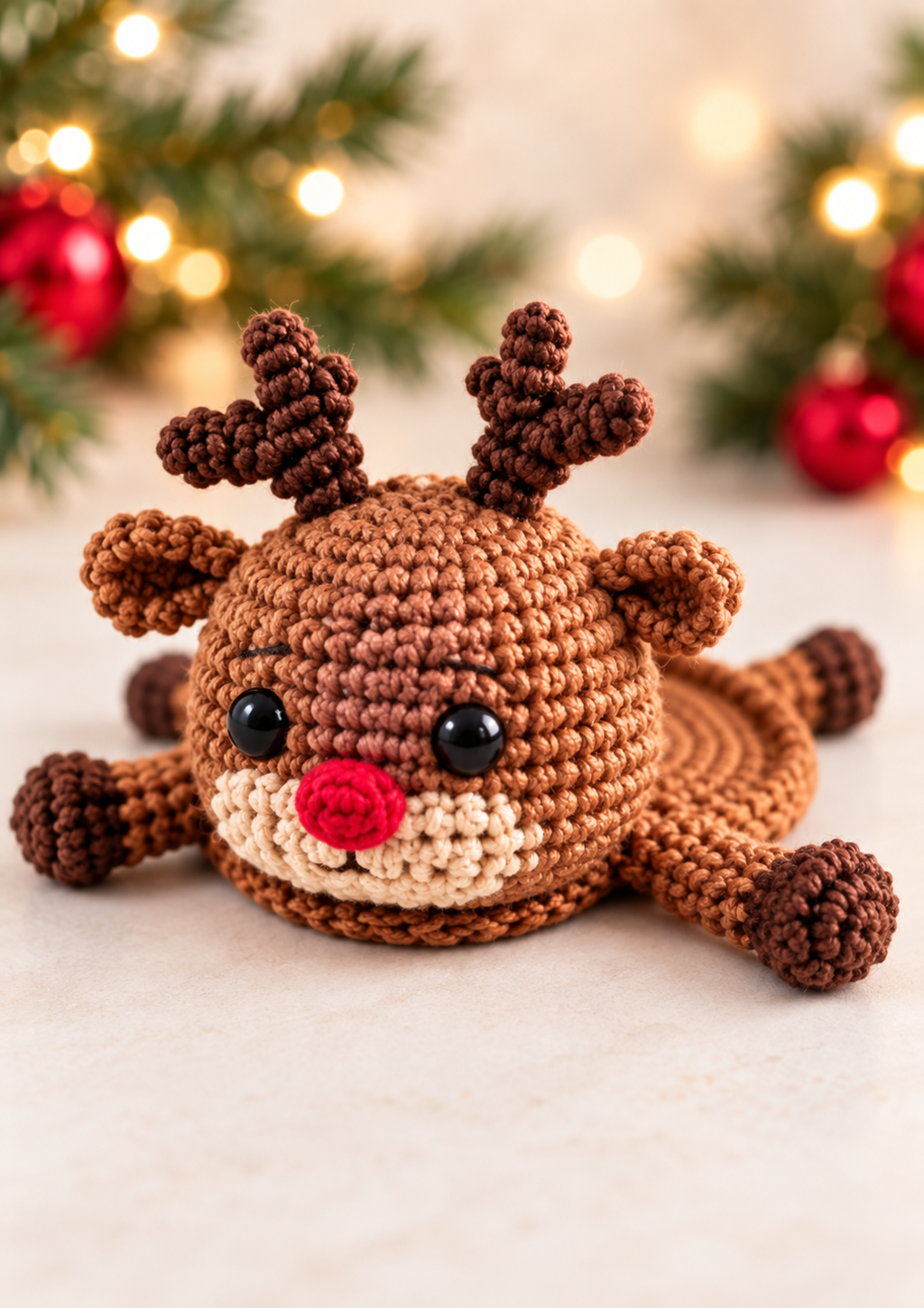 Christmas reindeer mug mat crochet pattern - clean product view