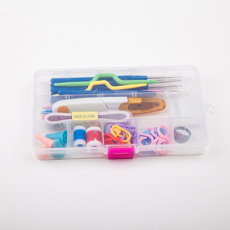Crochet tool set open case with hooks, needles and accessories