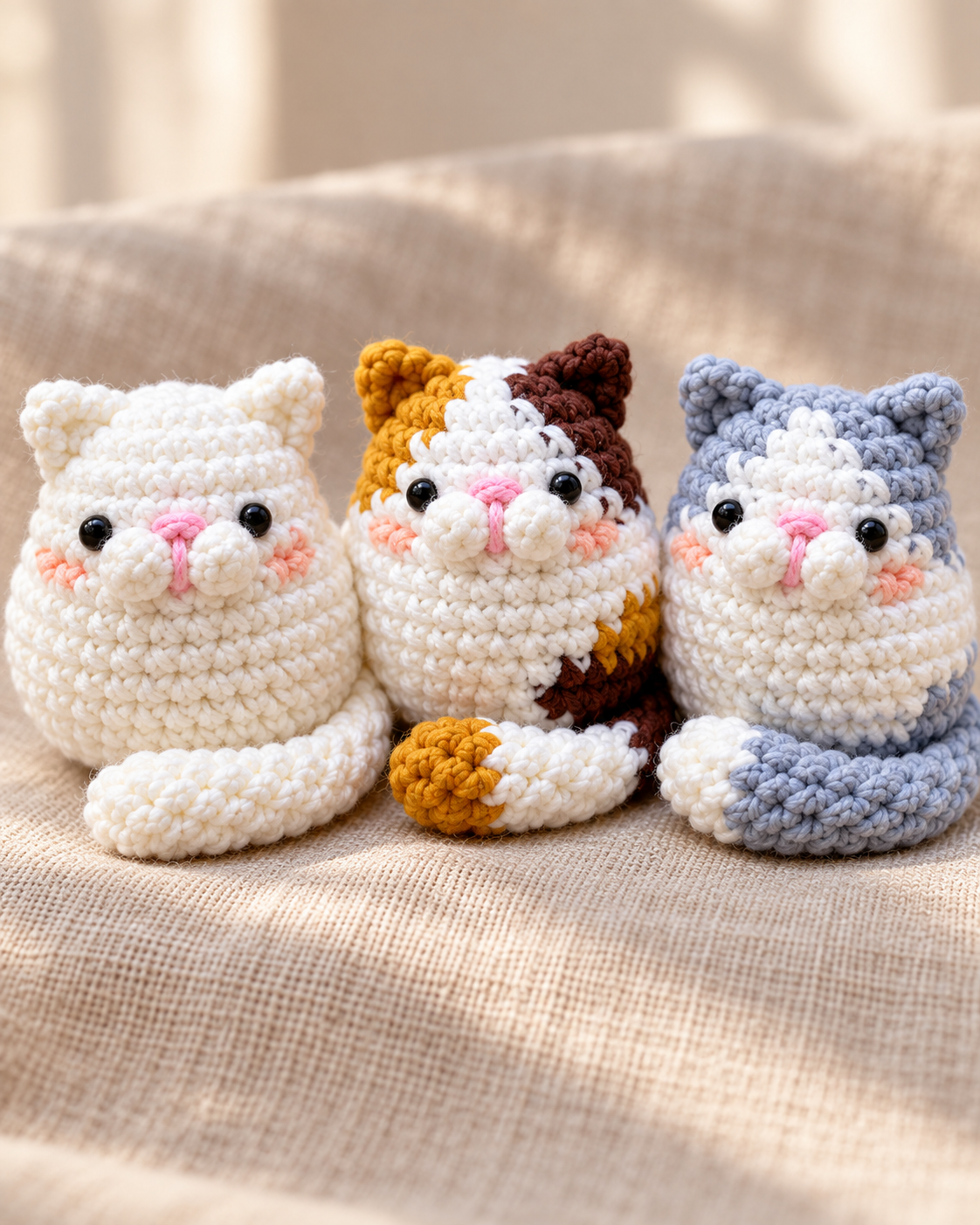 Cute Kitties crochet pattern - close-up crochet stitch detail
