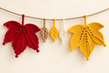 Crochet leaf garland pattern - full garland in autumn colors