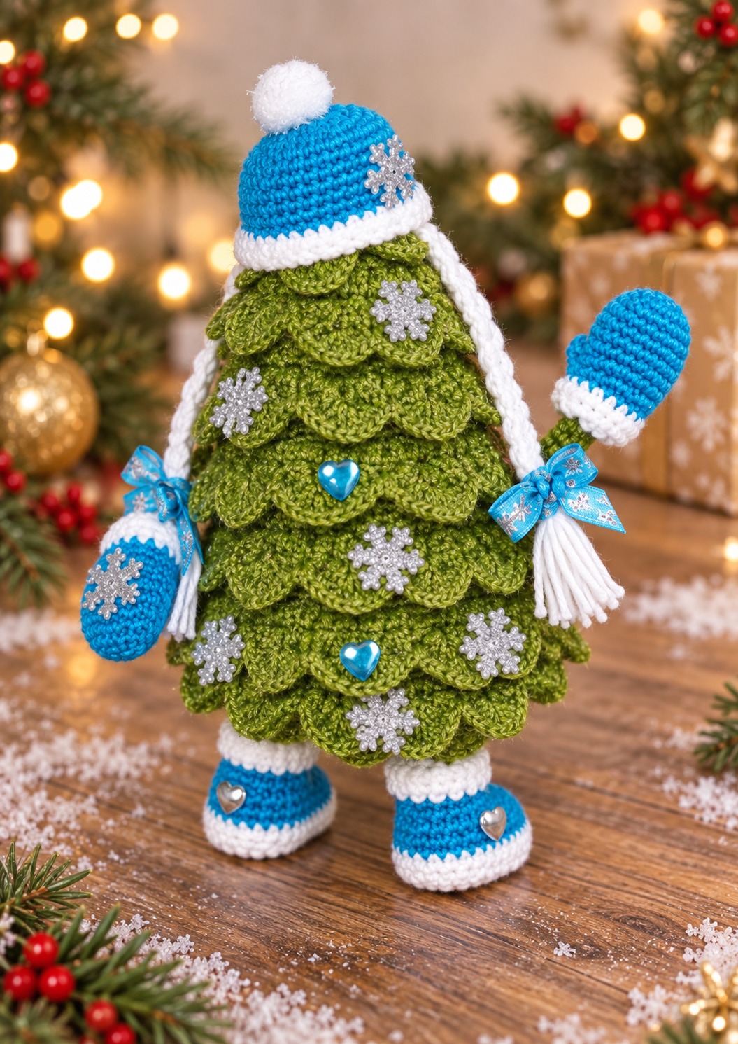 Little Stomper Christmas Tree crochet pattern — back view