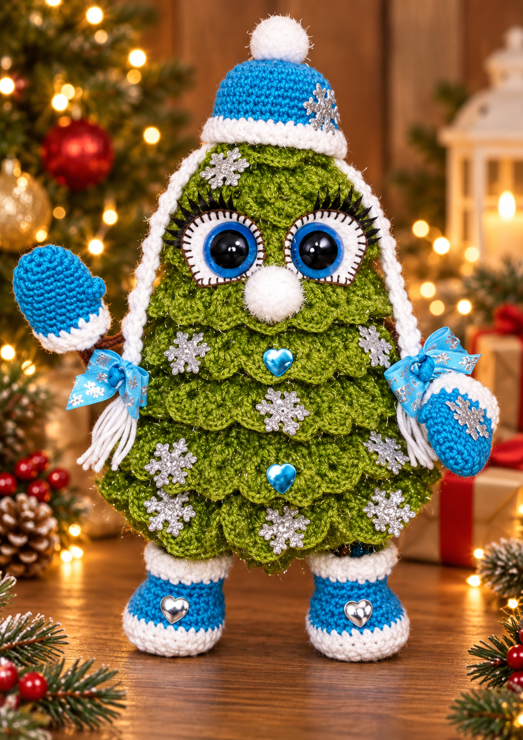 Little Stomper Christmas Tree crochet pattern — detail view
