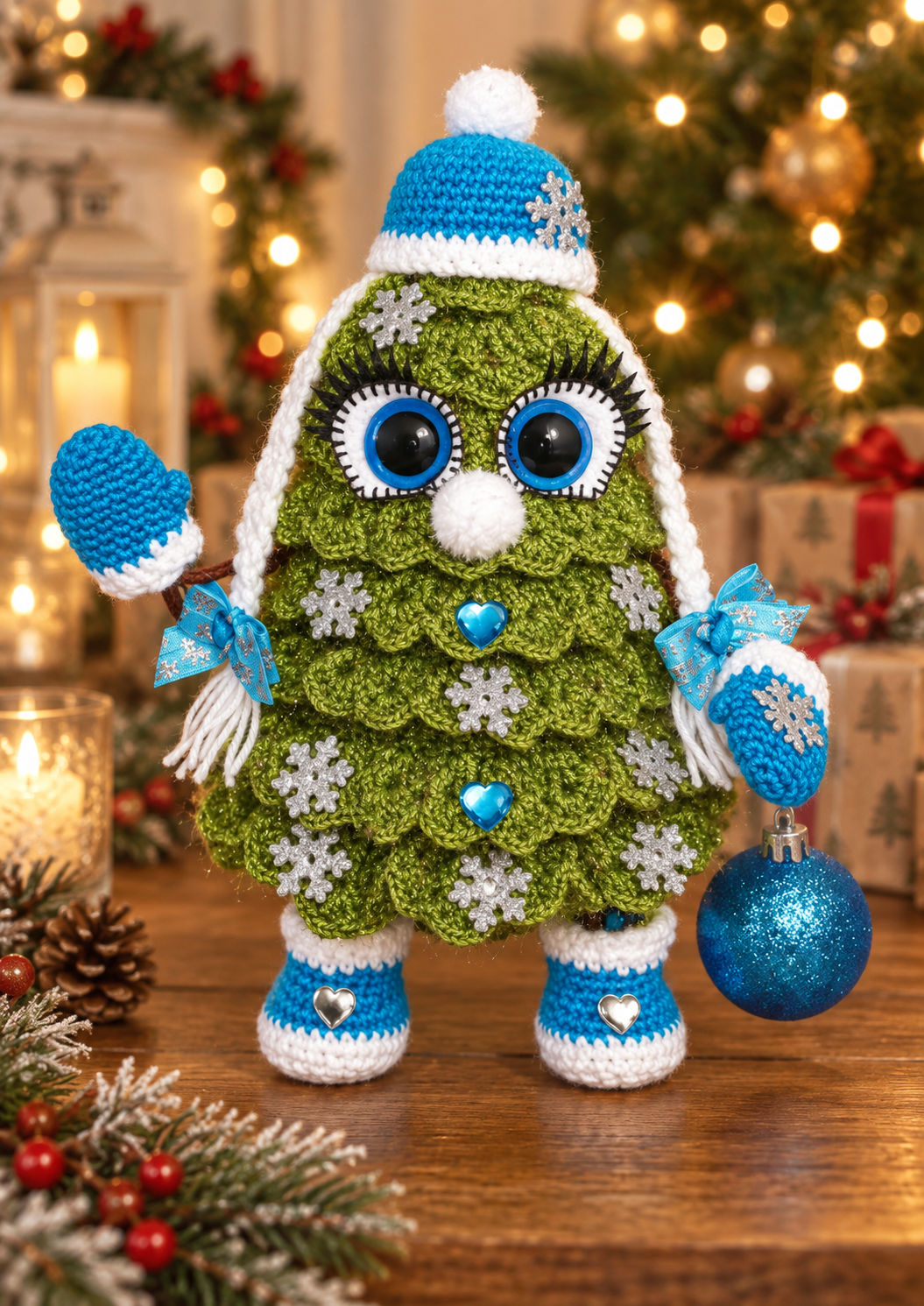 Little Stomper Christmas Tree crochet pattern — front view