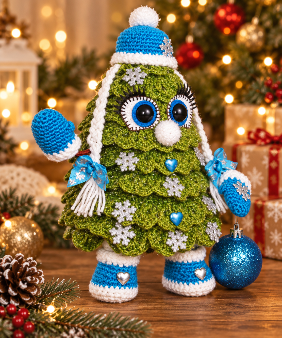 Little Stomper Christmas Tree crochet pattern — left view