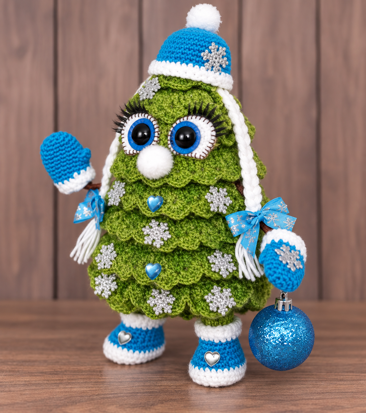 Little Stomper Christmas Tree crochet pattern — right view